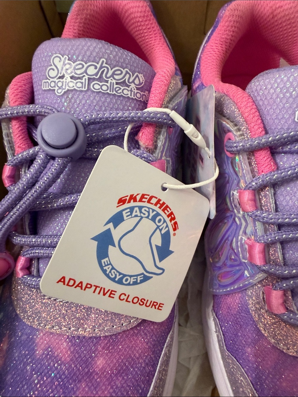 Brand New Skechers Kids Purple and Pink Heart Light-Up Sneakers - Picture 3 of 5